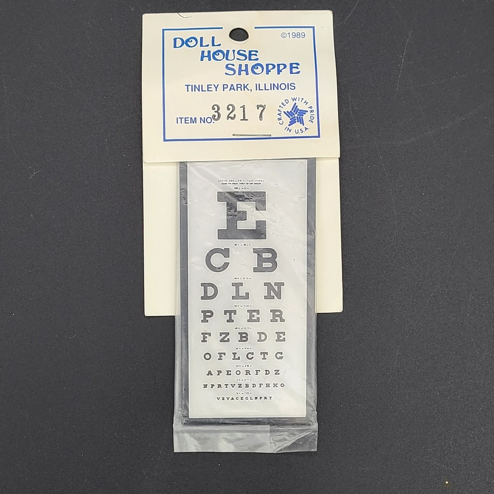 Doll House Shoppe 1:12 dollhouse miniatures #3217 Snellen eye chart NOS VTG